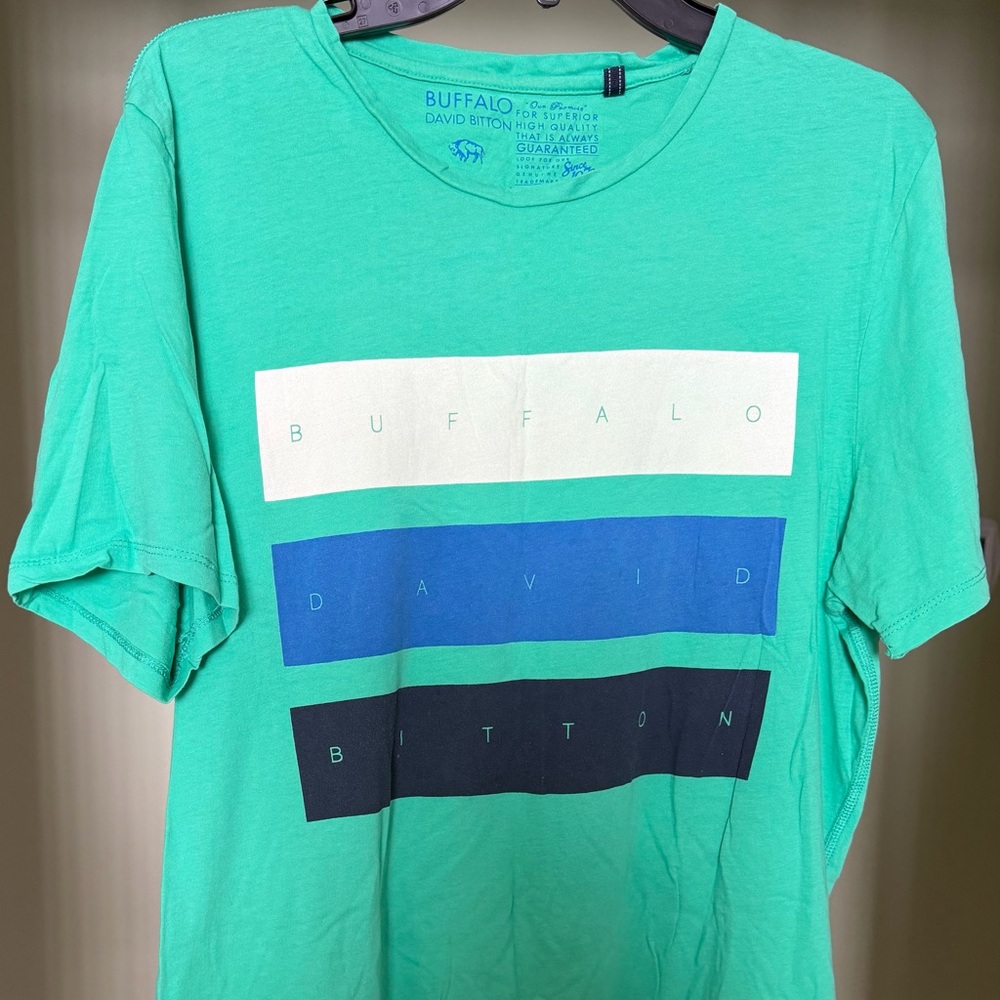 Preowned Men’s Buffalo David Bitton Seafoam Green Short Sleeve Graphic Tee Sz XL